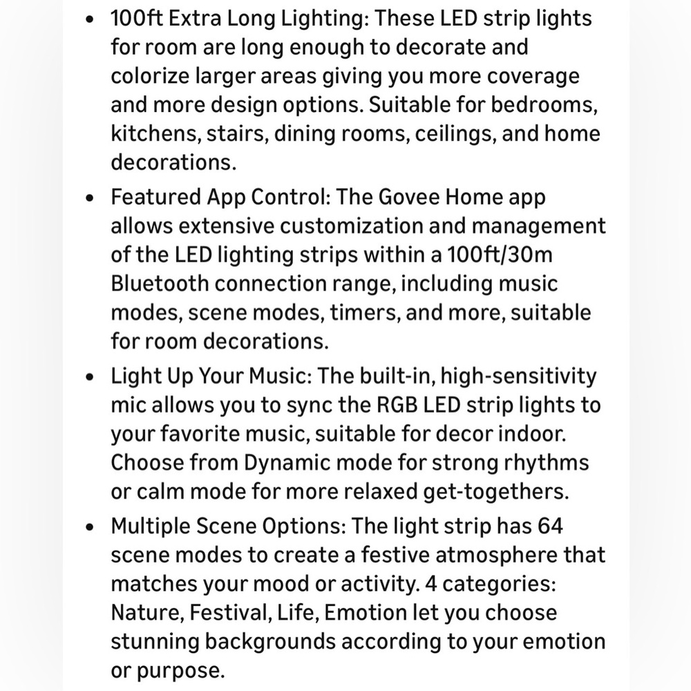 NWT Govee 100ft LED Strip Lights, Bluetooth RGB Lights, App Control, Music Sync - Picture 8 of 16